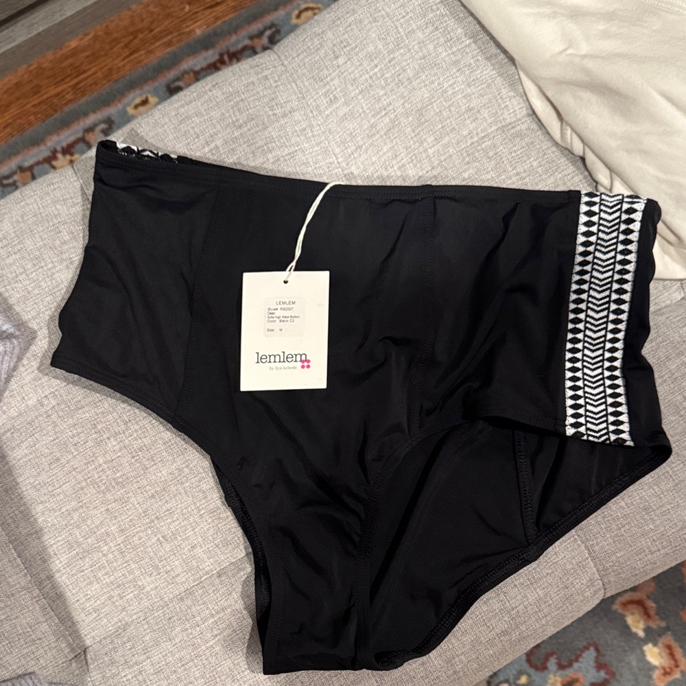 Lemlem Black High-Waisted Bikini Bottom